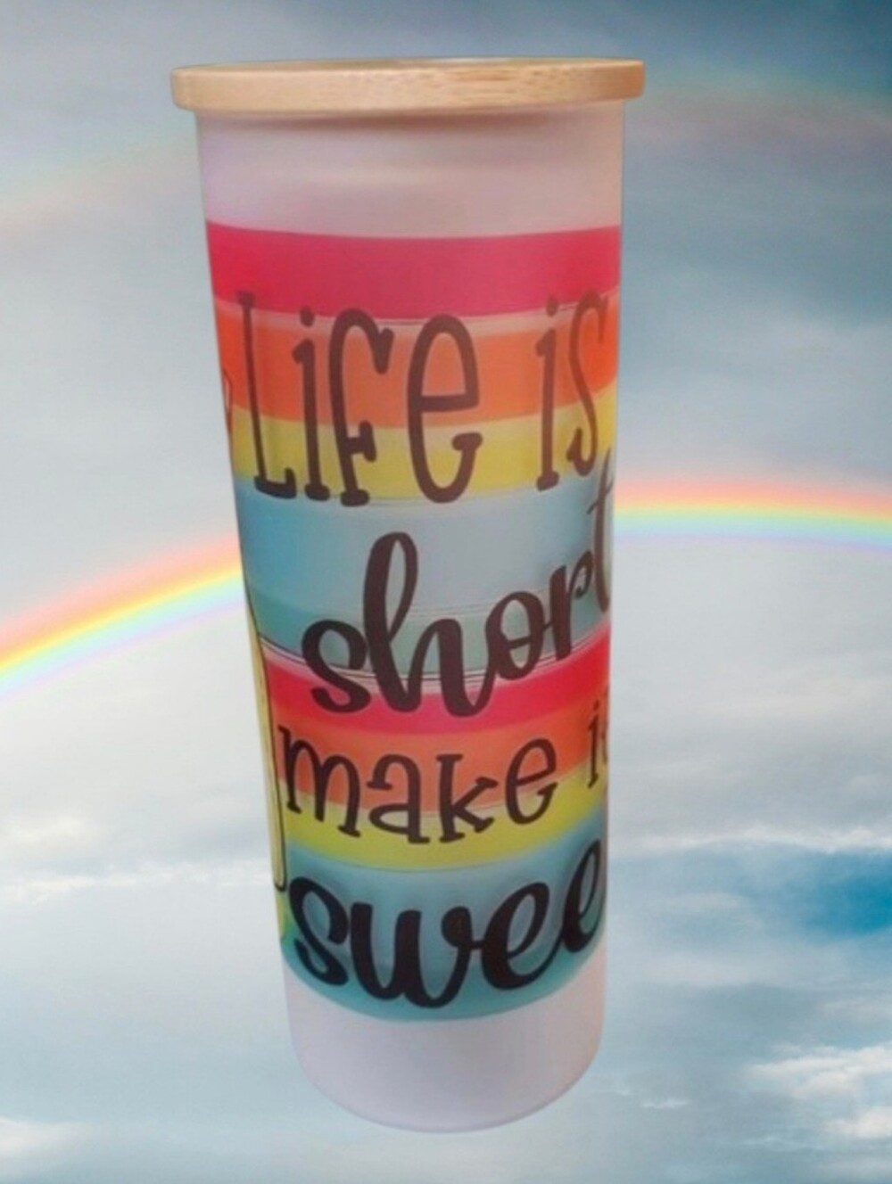 Life is Short Make it Sweet 20oz Frosted Glass Tumbler 🎉sale